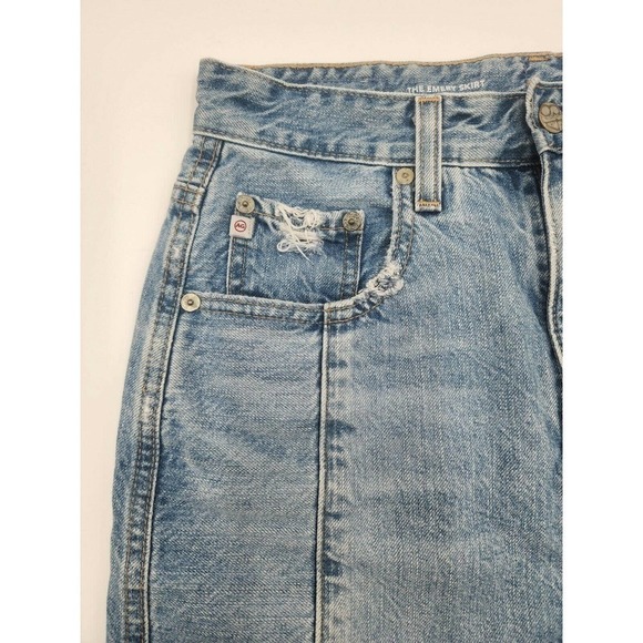 Adriano Goldschmied Distressed Fringe Denim Emery High Rise Skirt Women'… - Picture 5 of 11